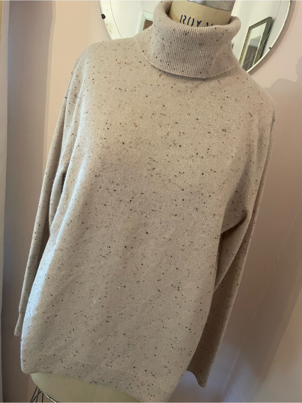 Talbots Pure Cashmere Cream Speckle Knit Sweater
